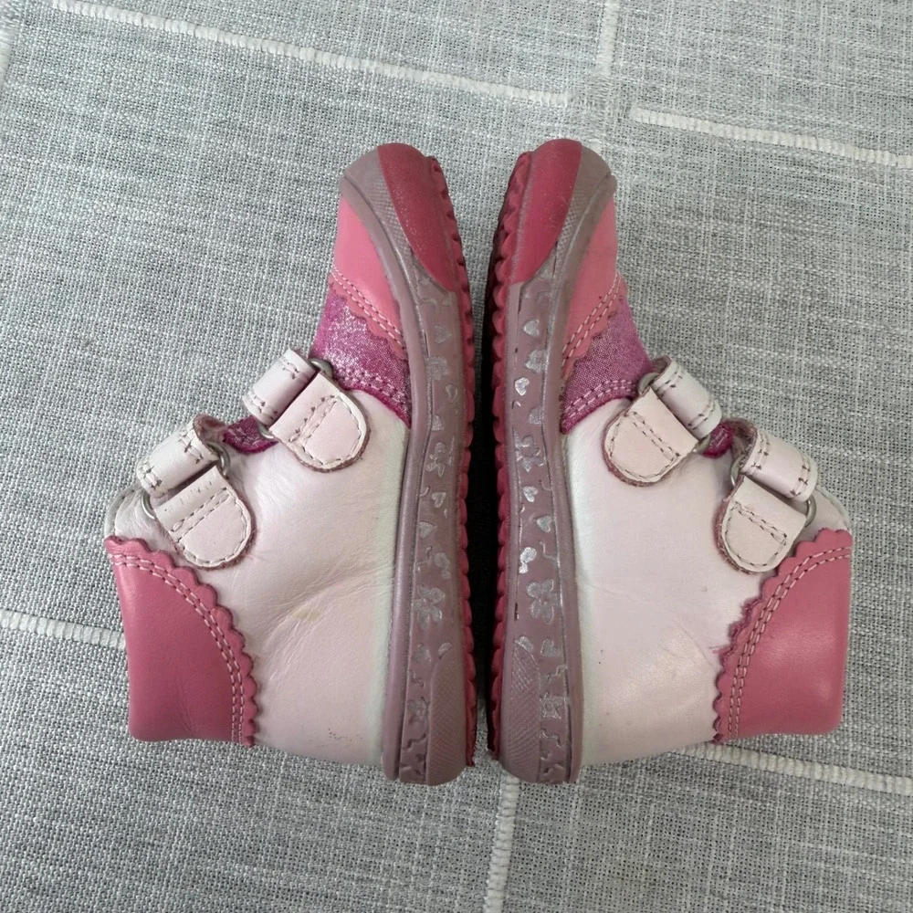 Bartek Girls Leather Boots Ankle Shoes Size 21 Pink Hearts Toddler US Size 5-5.5